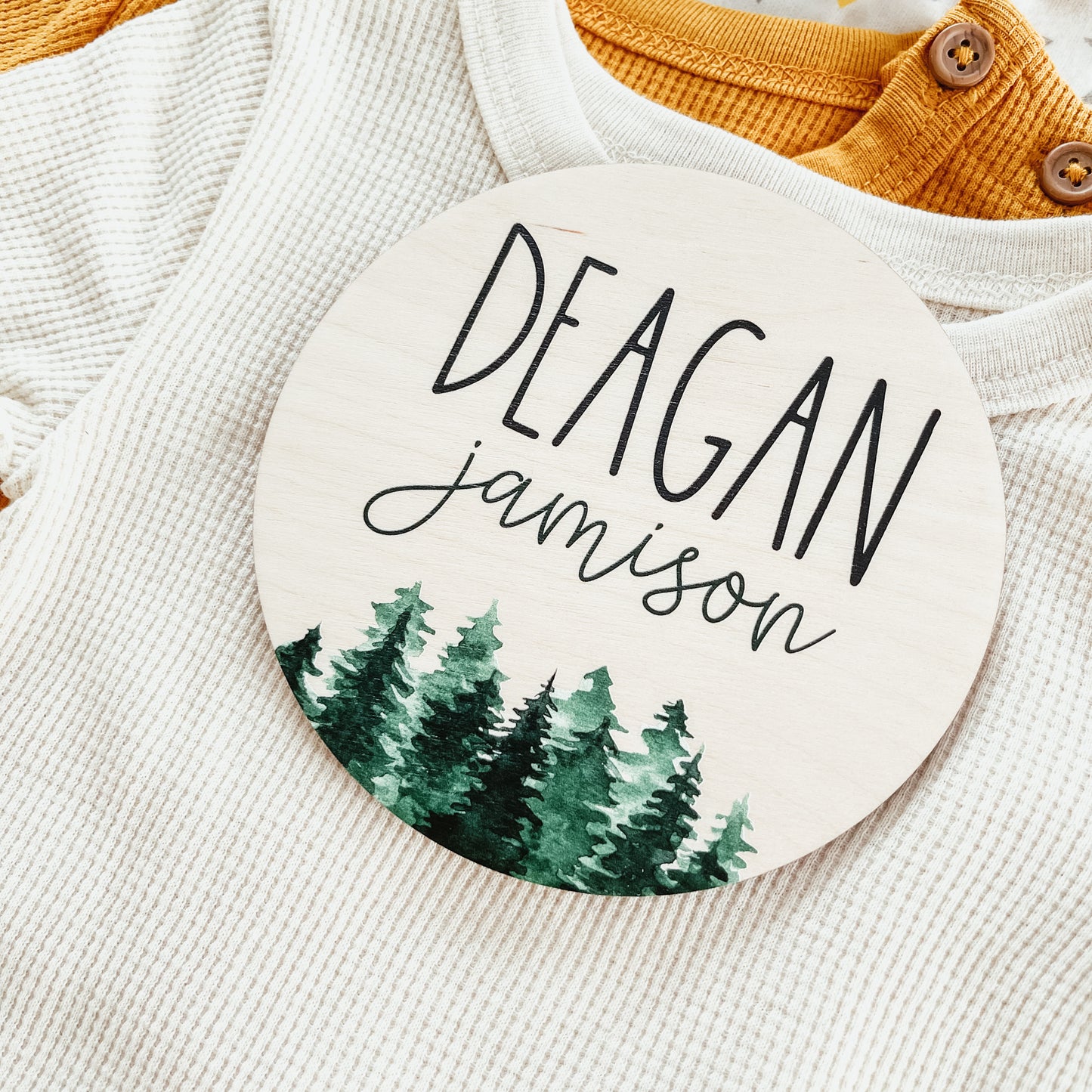 Baby Birth Announcement Sign - Wooden Forest