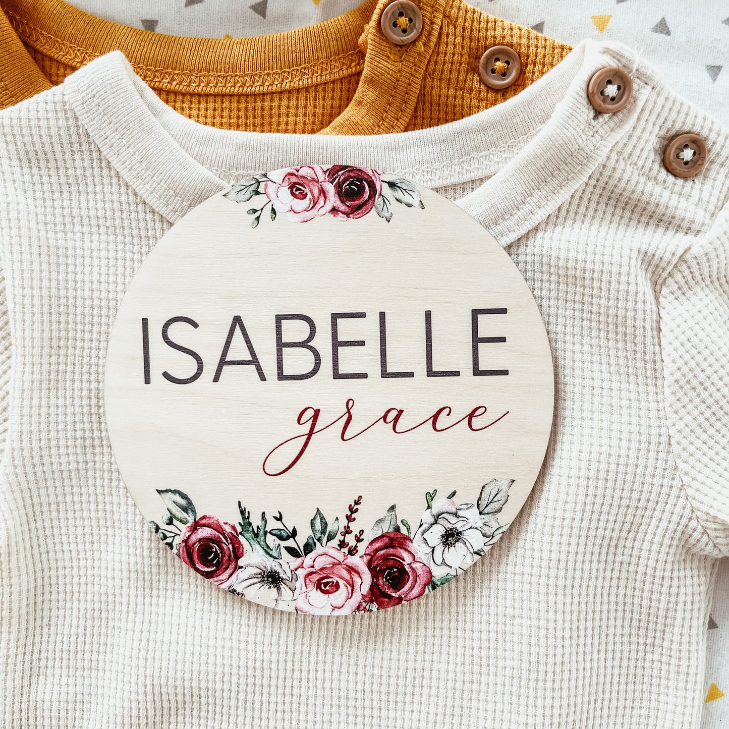 Baby Birth Announcement Sign - Wooden Pink Floral
