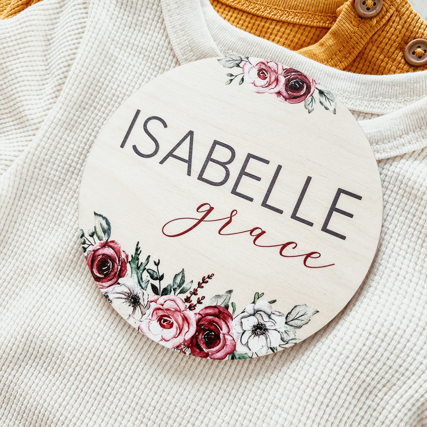 Baby Birth Announcement Sign - Wooden Pink Floral