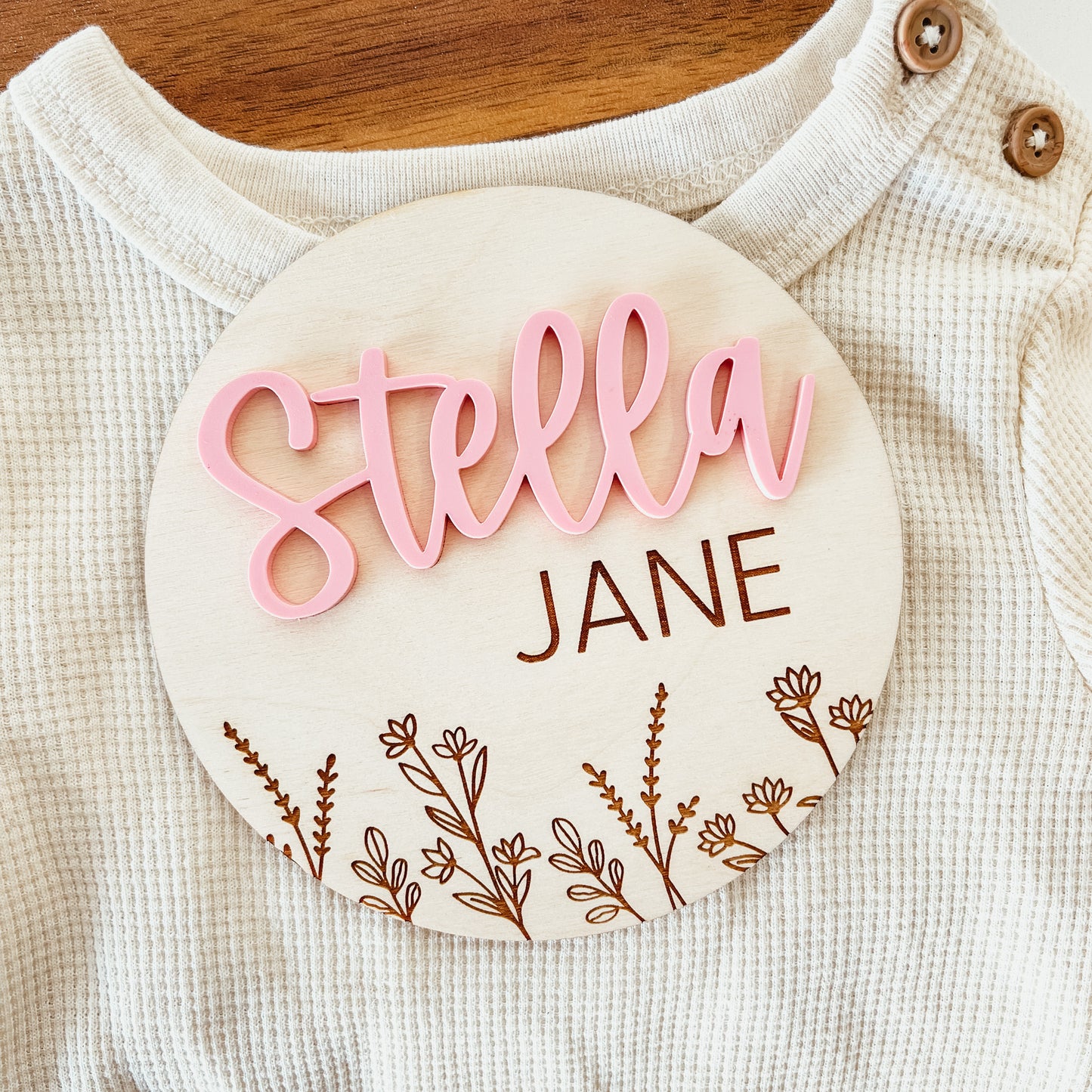 Baby Birth Announcement Sign - 3D Wildflower
