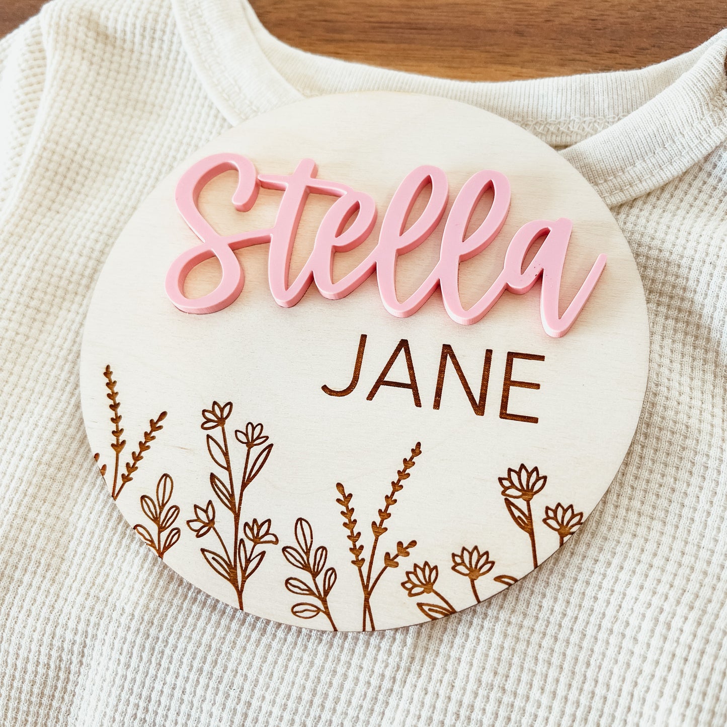 Baby Birth Announcement Sign - 3D Wildflower