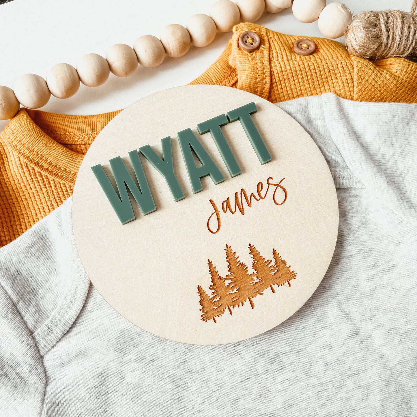 Baby Birth Announcement Sign - 3D With Trees