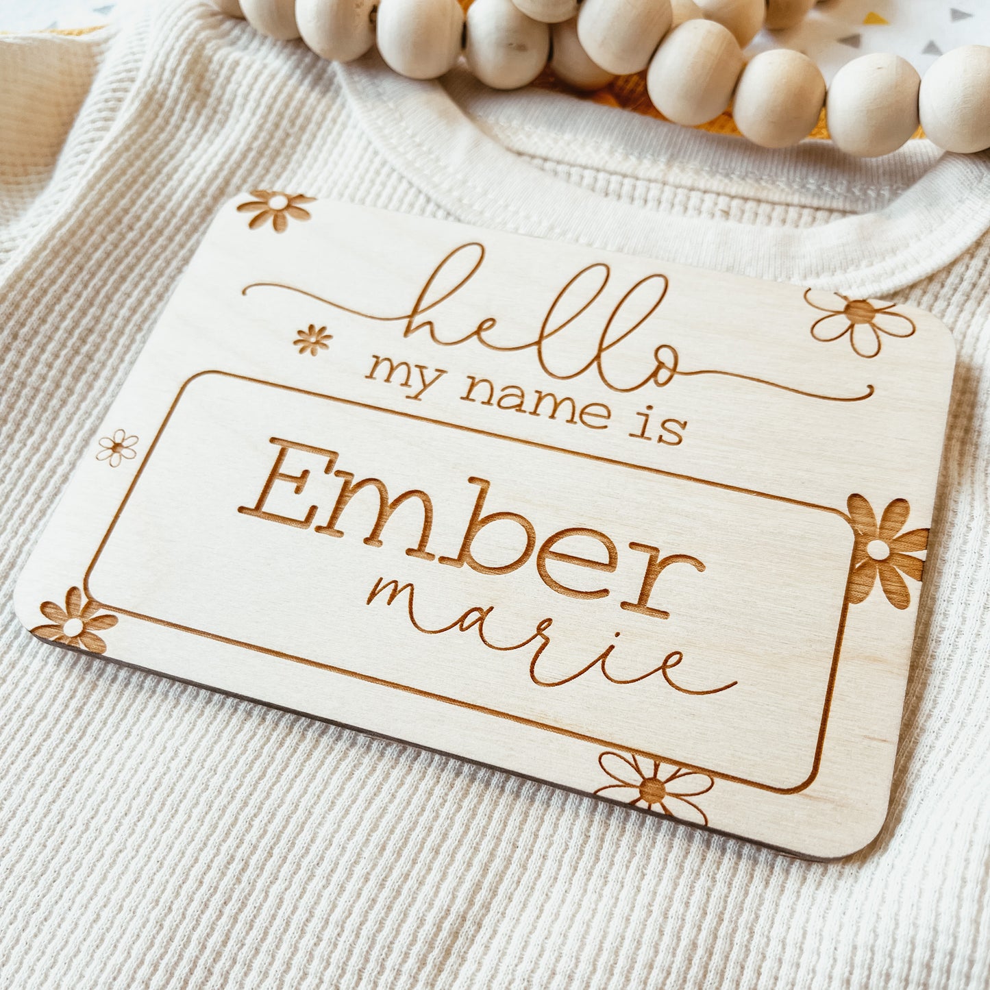 Baby Birth Announcement Sign - Daisy Name Tag