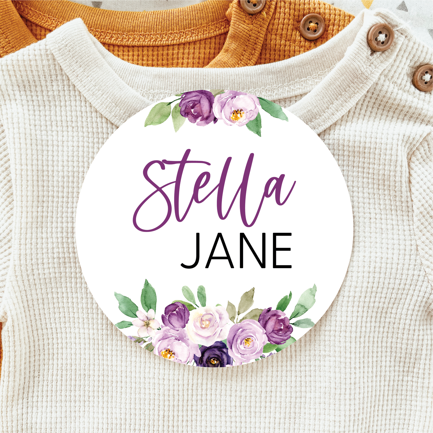 Baby Birth Announcement Sign - Acrylic Purple Floral Birth