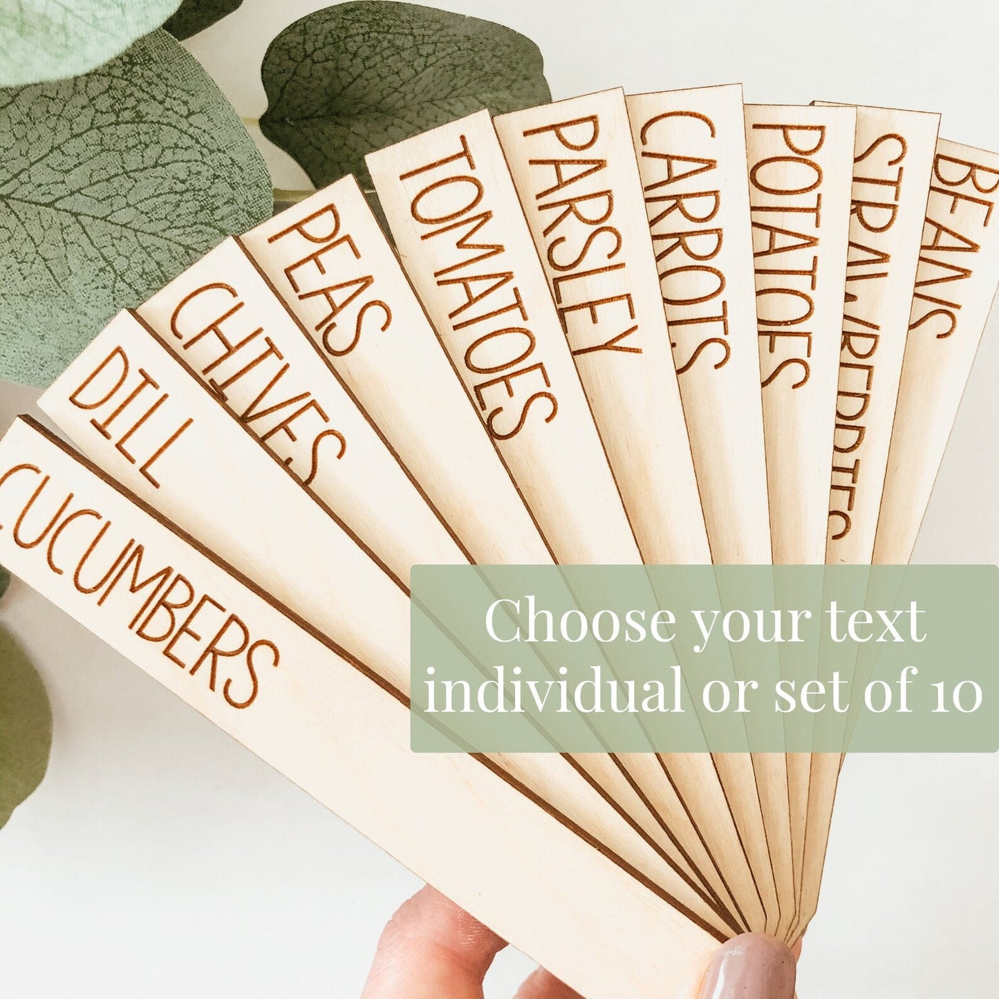 Skinny Wooden Plant Marker Set (Any Ten Plants)
