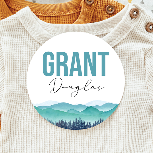 Baby Birth Announcement Sign - Acrylic Mountains