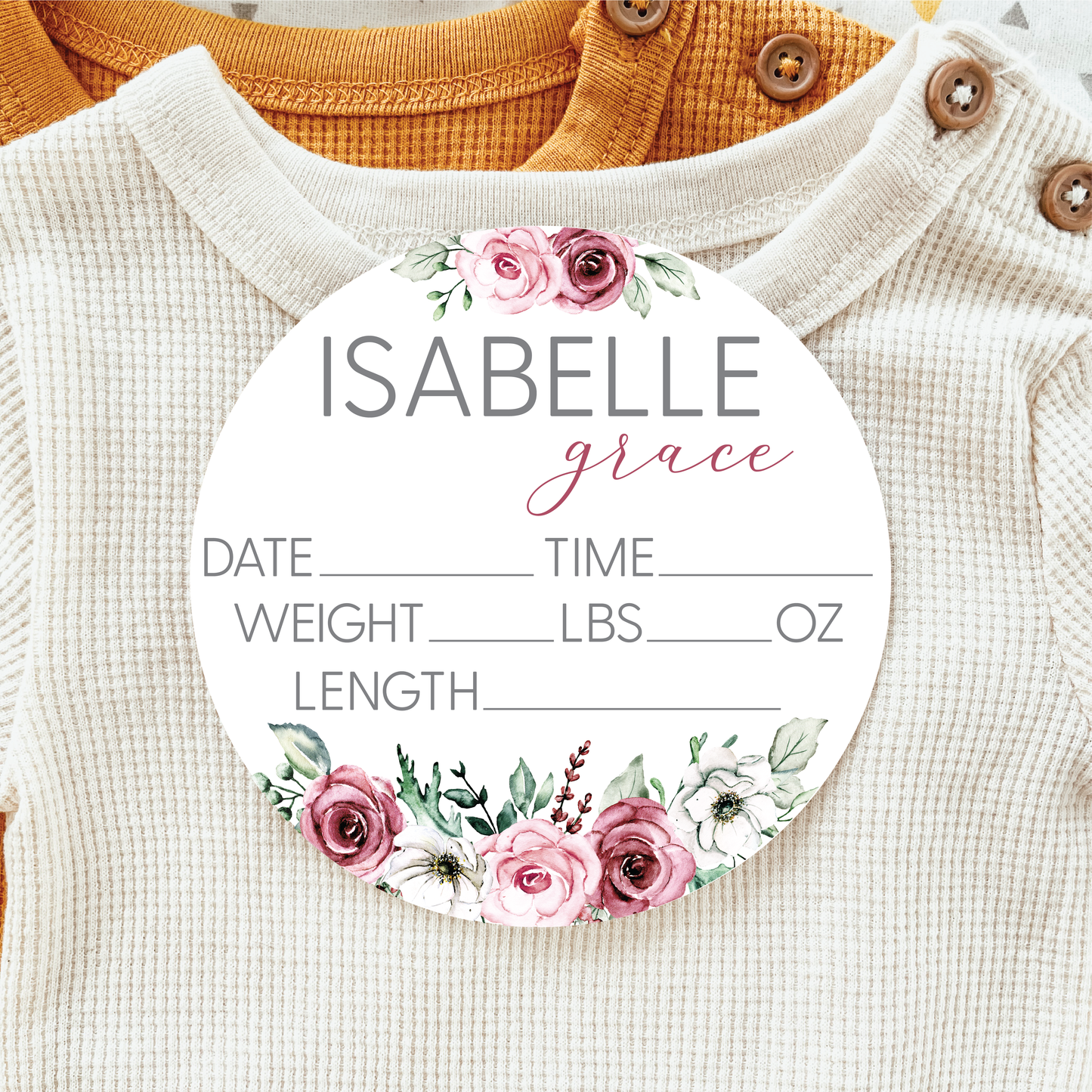 Baby Birth Announcement Sign - Acrylic Pink Floral