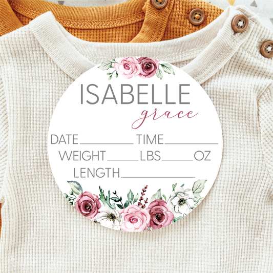 Baby Birth Announcement Sign - Acrylic Pink Floral