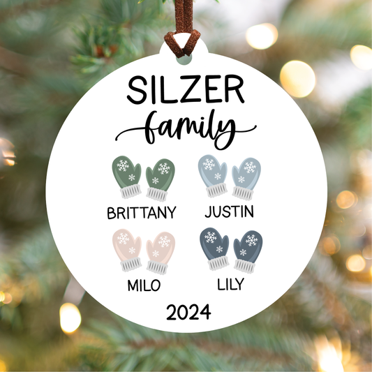 Family Mitten Christmas Ornament