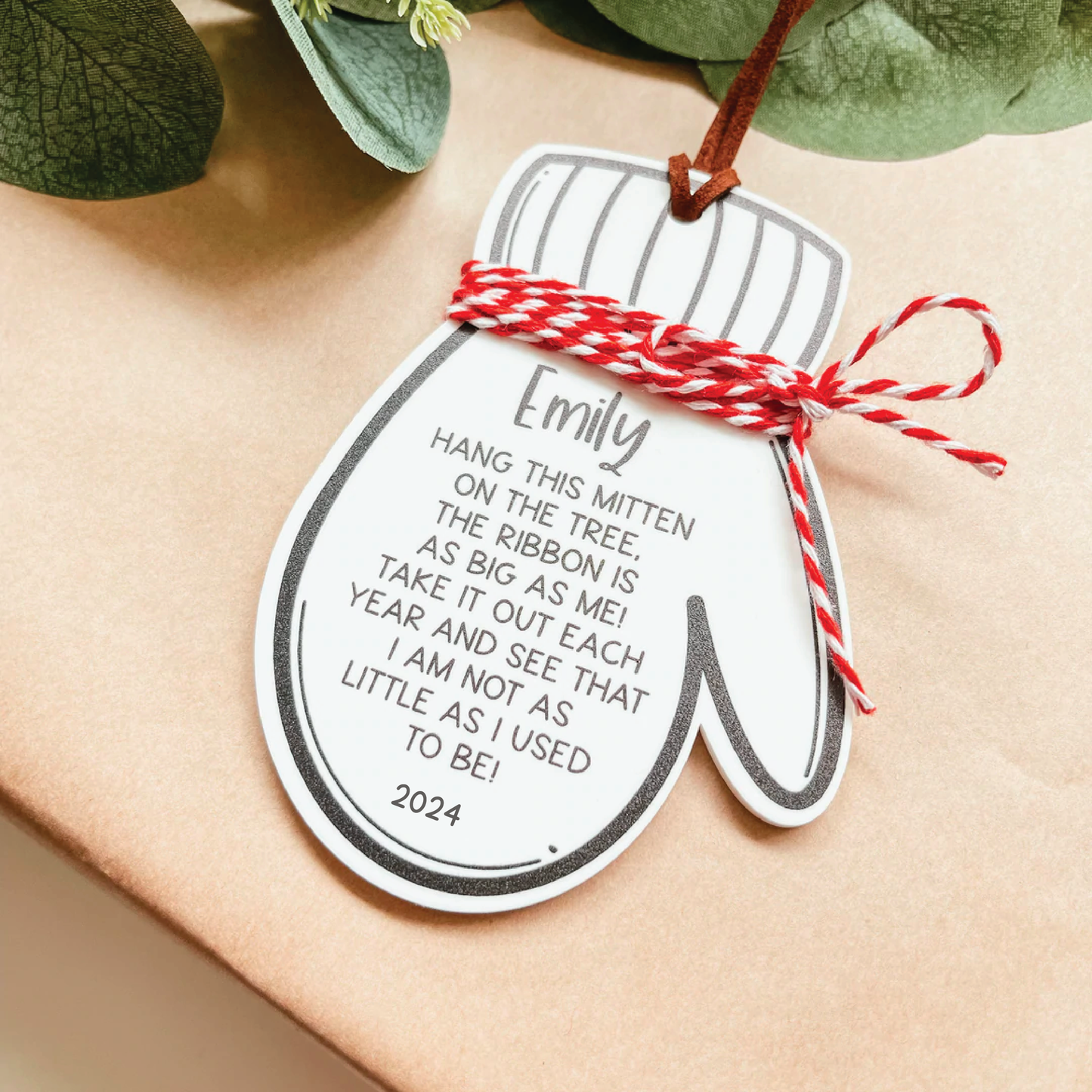 Custom Height Mitten Christmas Ornament