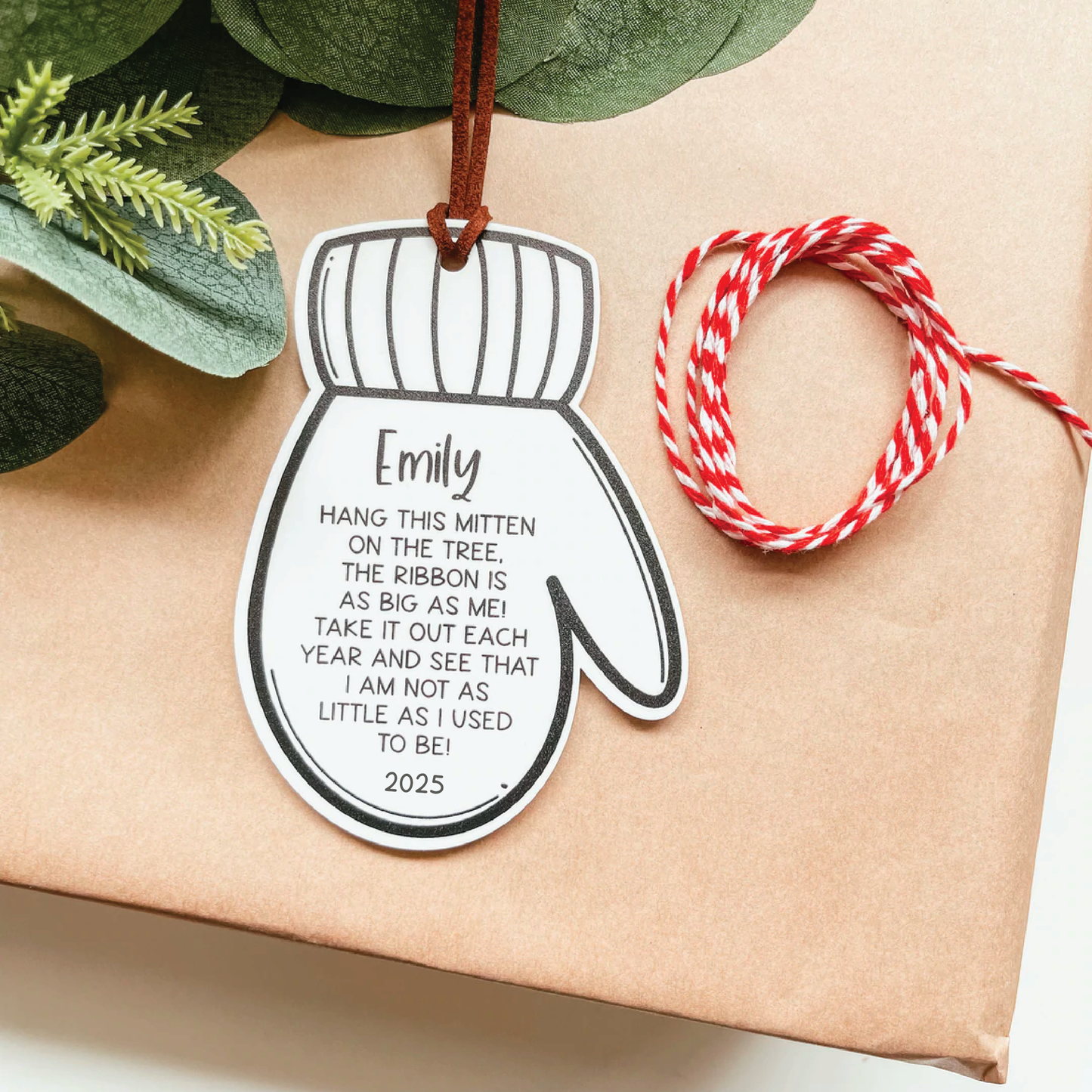 Custom Height Mitten Christmas Ornament