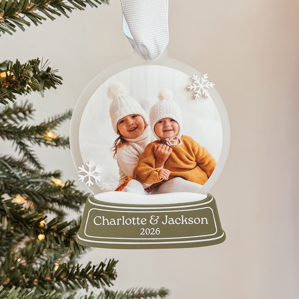 Snow Globe Custom Text and Photo Christmas Ornament