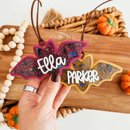 3D Bat Boo Basket Tag (Black or Glitter)