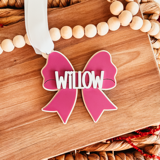 Wood and Acrylic Bow Valentine's Day Tag