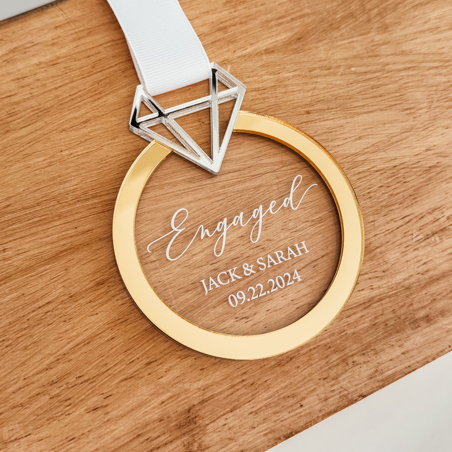 Personalized Engagement Ring Christmas Ornament