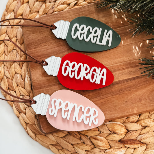 3D Bulb Christmas Stocking Tag