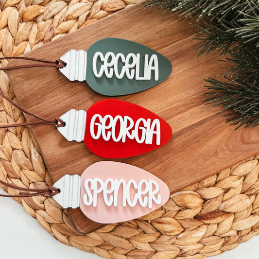 3D Bulb Christmas Stocking Tag