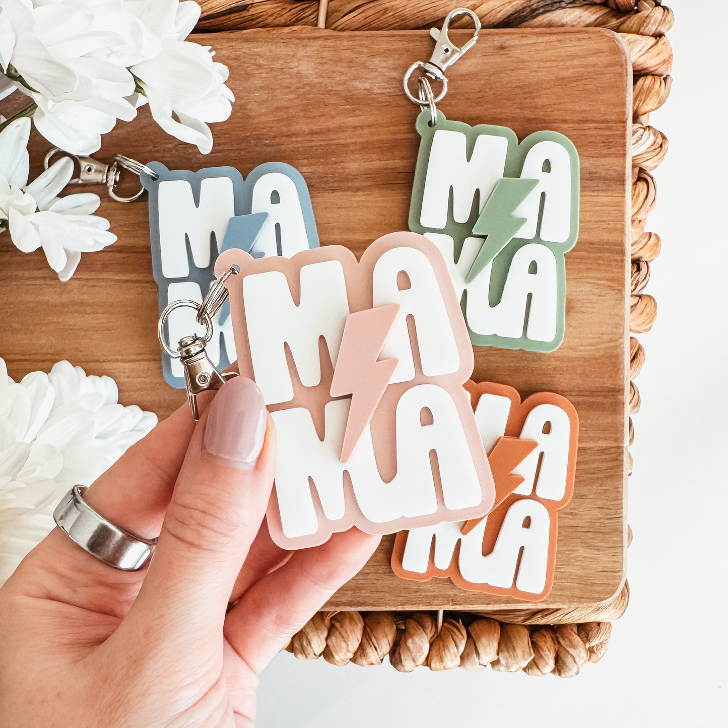 3D Acrylic MAMA Lightening Bolt Keychain