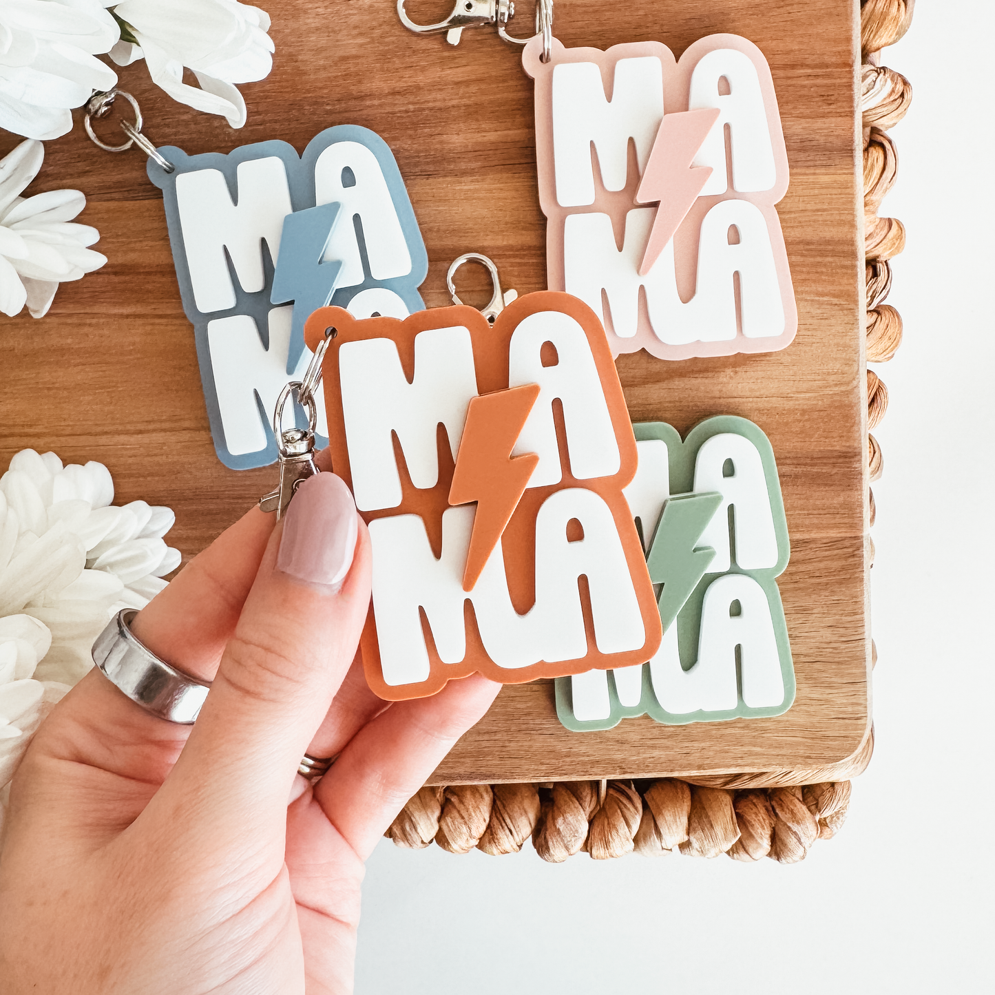 3D Acrylic MAMA Lightening Bolt Keychain