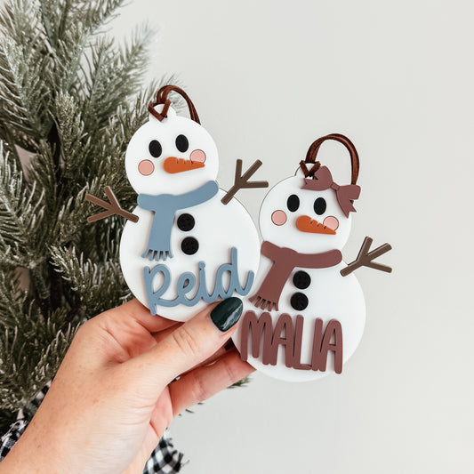 3D Snow Person Stocking Tag