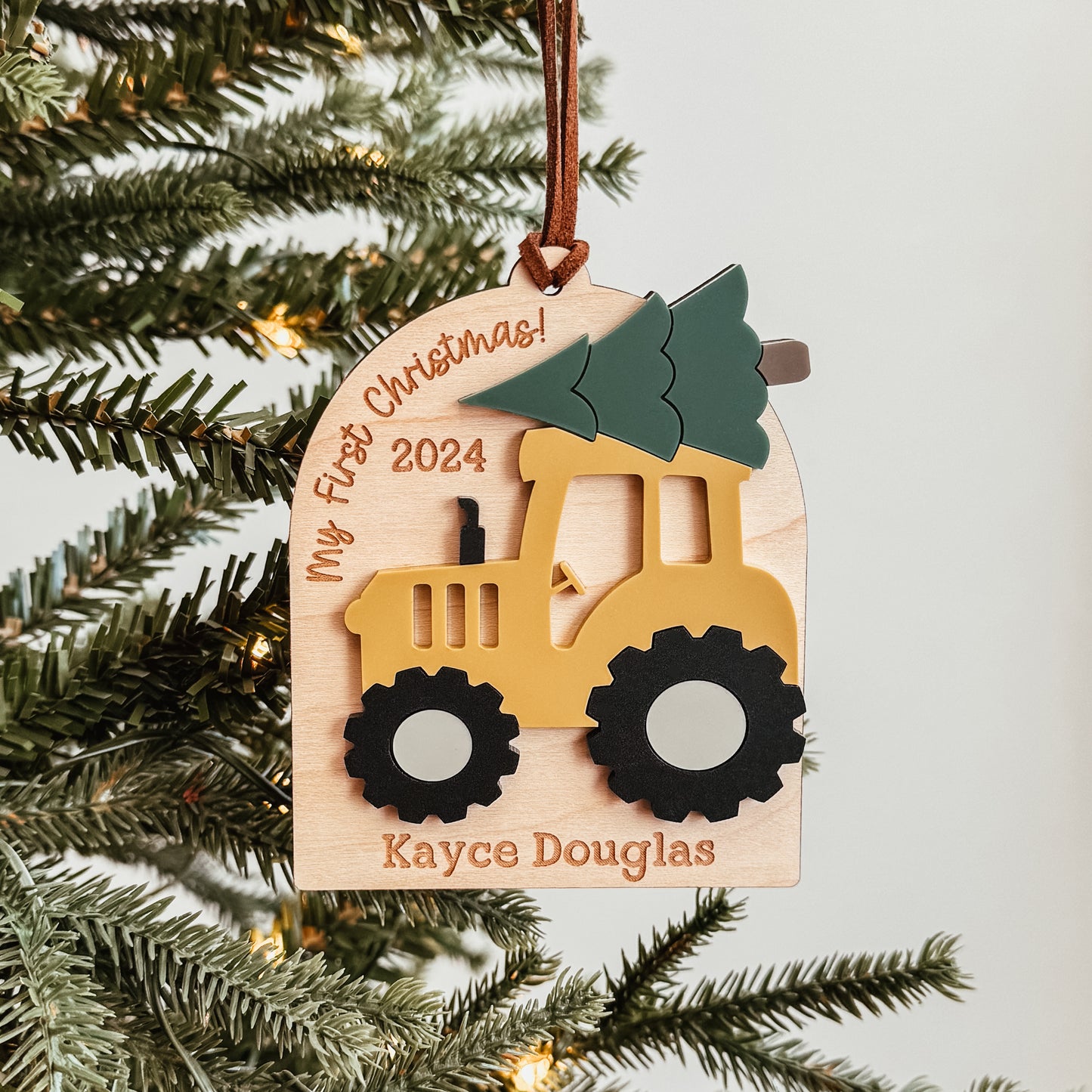 3D Tractor Christmas Ornament