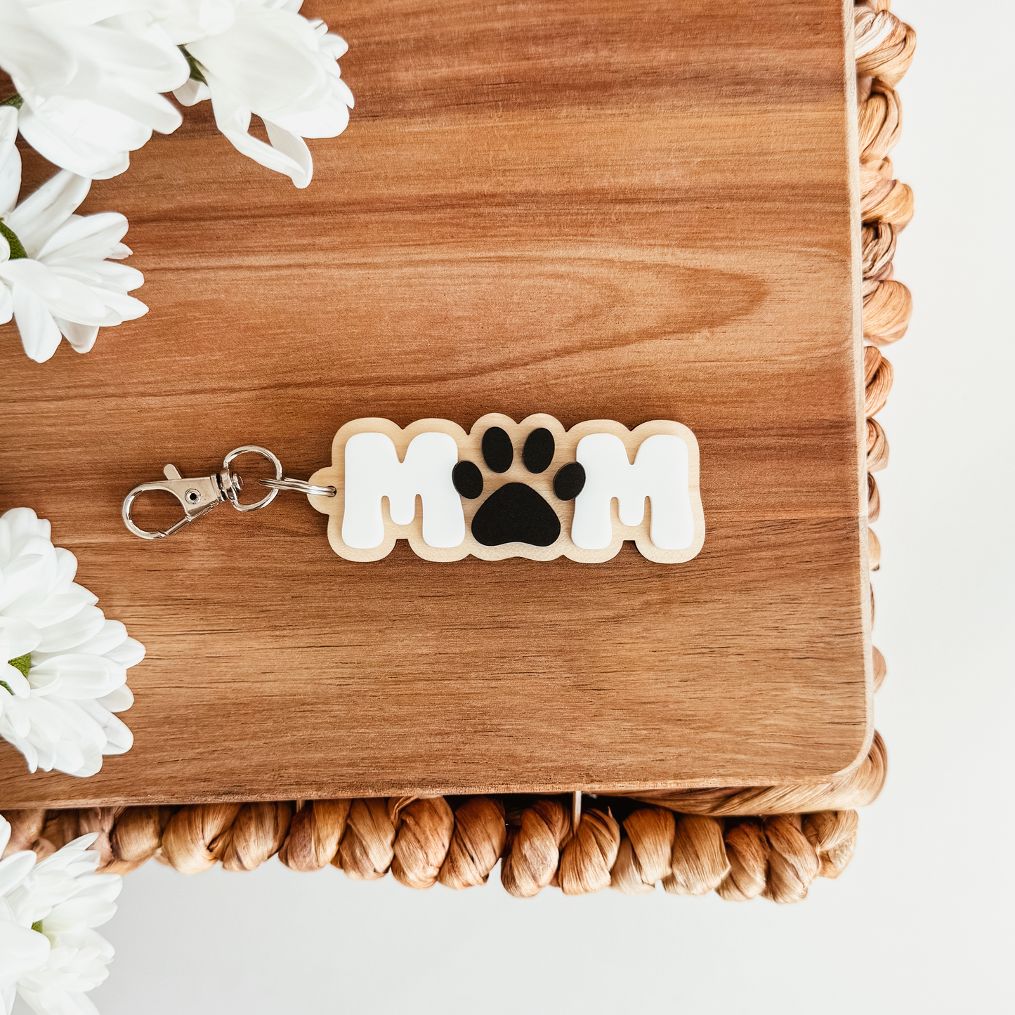 Personalized Paw Print Mom Keychain