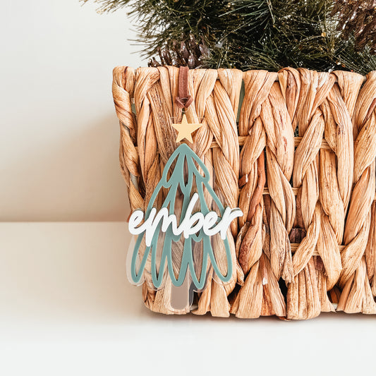 3D Acrylic Christmas Tree Stocking Tag