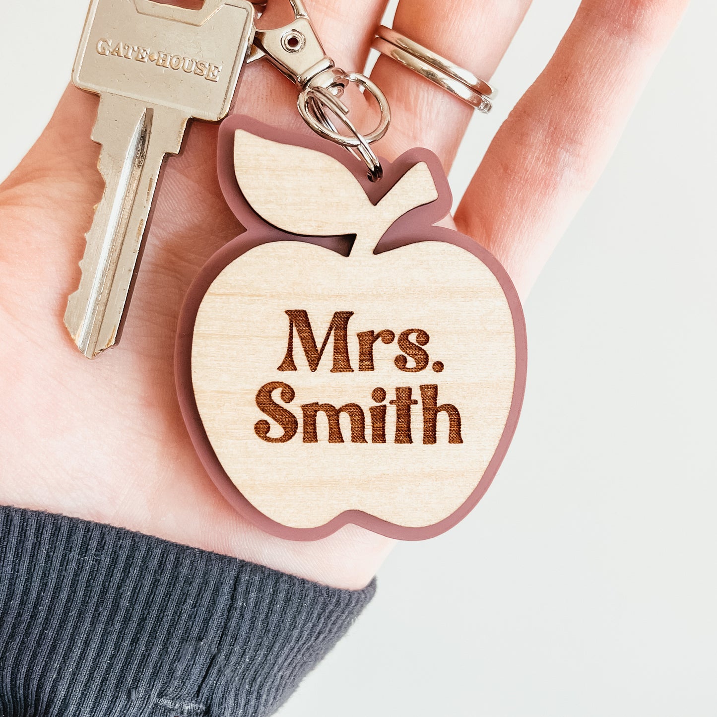 Personalized Teacher Apple Keychain