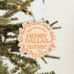 Wooden Birth Statistics Ornament With Wreath