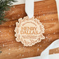 Wooden Birth Statistics Ornament With Wreath