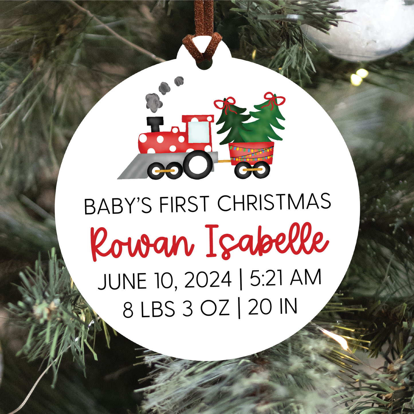 Baby's First Christmas Birth Statistics Ornament | Five Images To Choose From