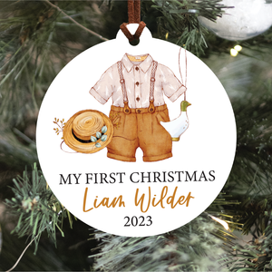 Baby's First Christmas Ornament | Boho Baby Girl or Baby Boy Outfit