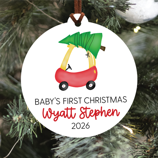 Baby's First Christmas Ornament | Red Car, Pink Car, Tractor, or Train