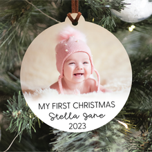 Load image into Gallery viewer, Baby&#39;s First Christmas Photo Ornament