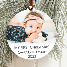 Load image into Gallery viewer, Baby&#39;s First Christmas Photo Ornament