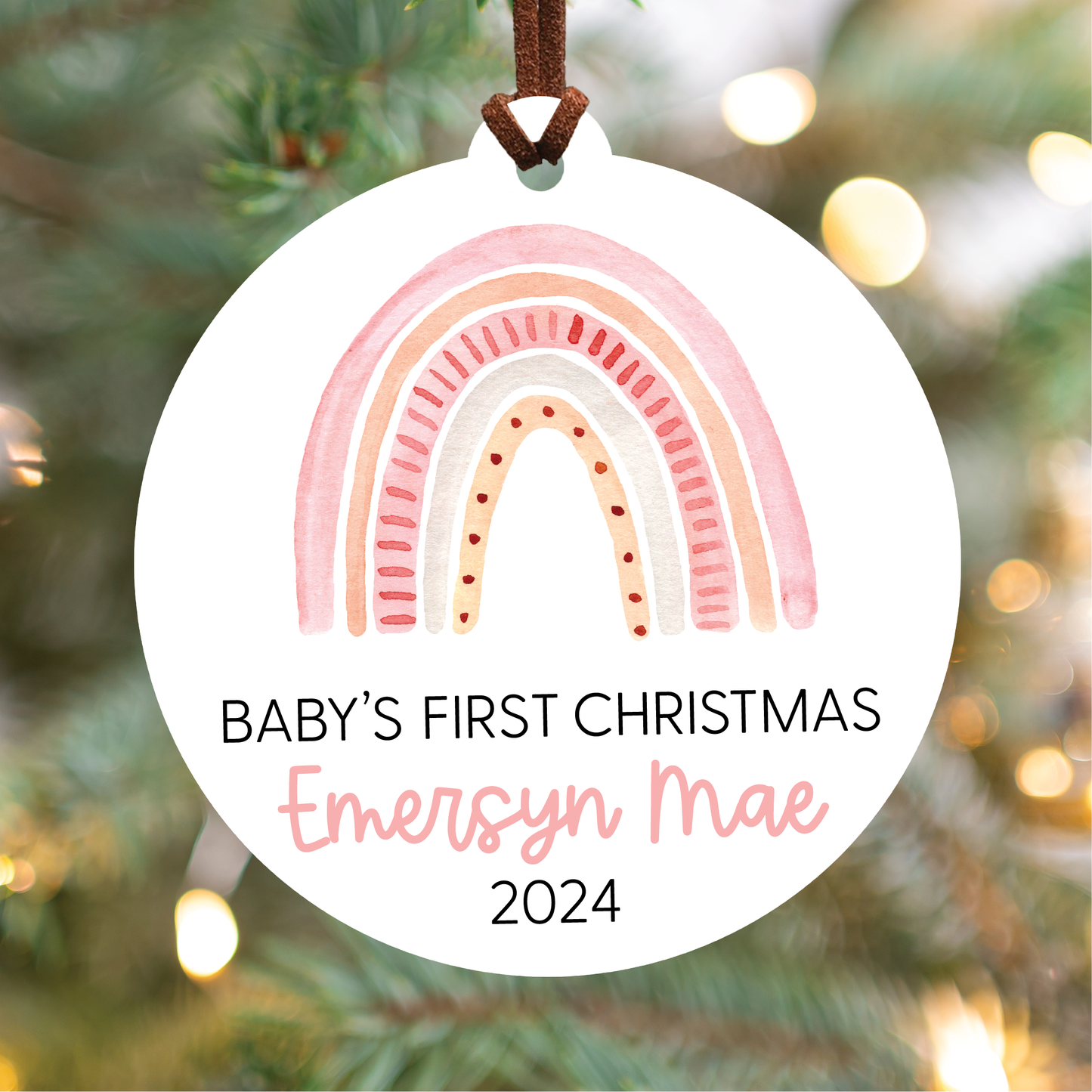 Baby's First Christmas Ornament | Pink Rainbow