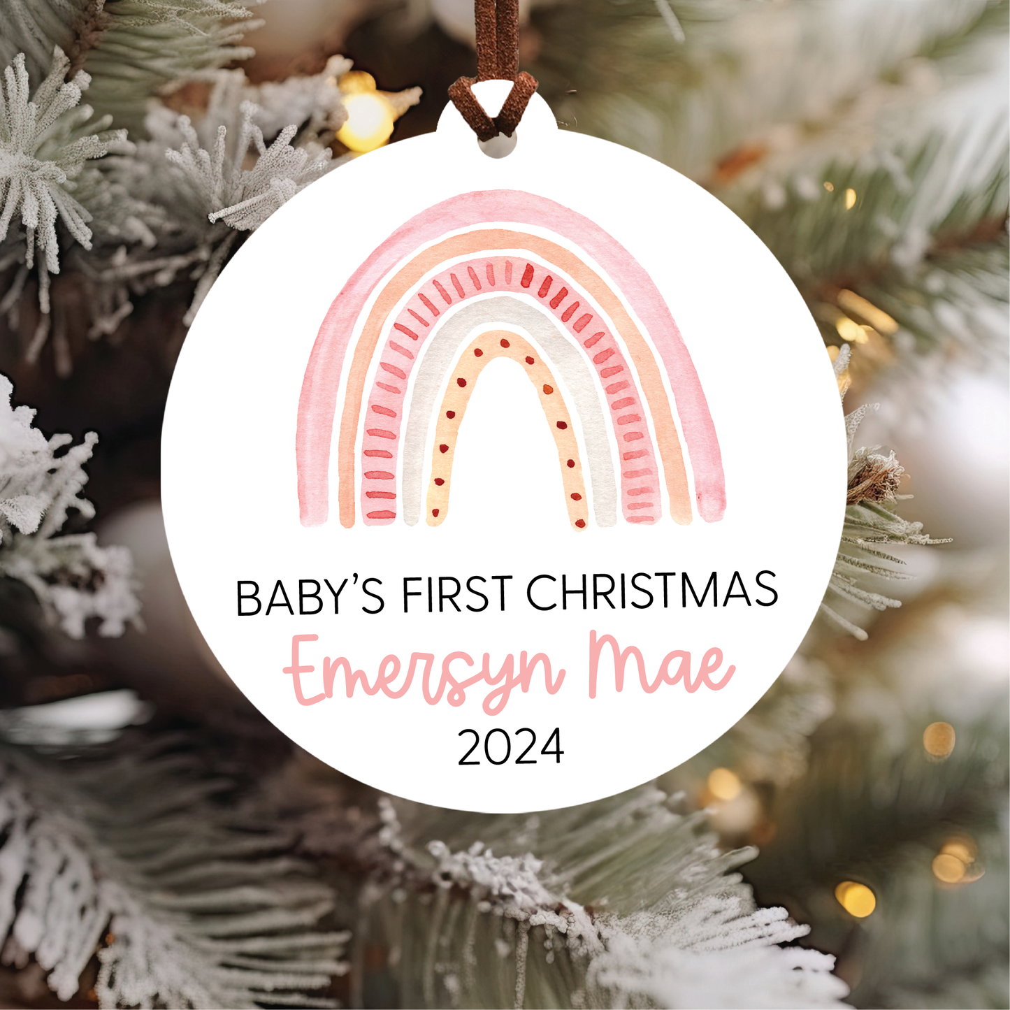 Baby's First Christmas Ornament | Pink Rainbow