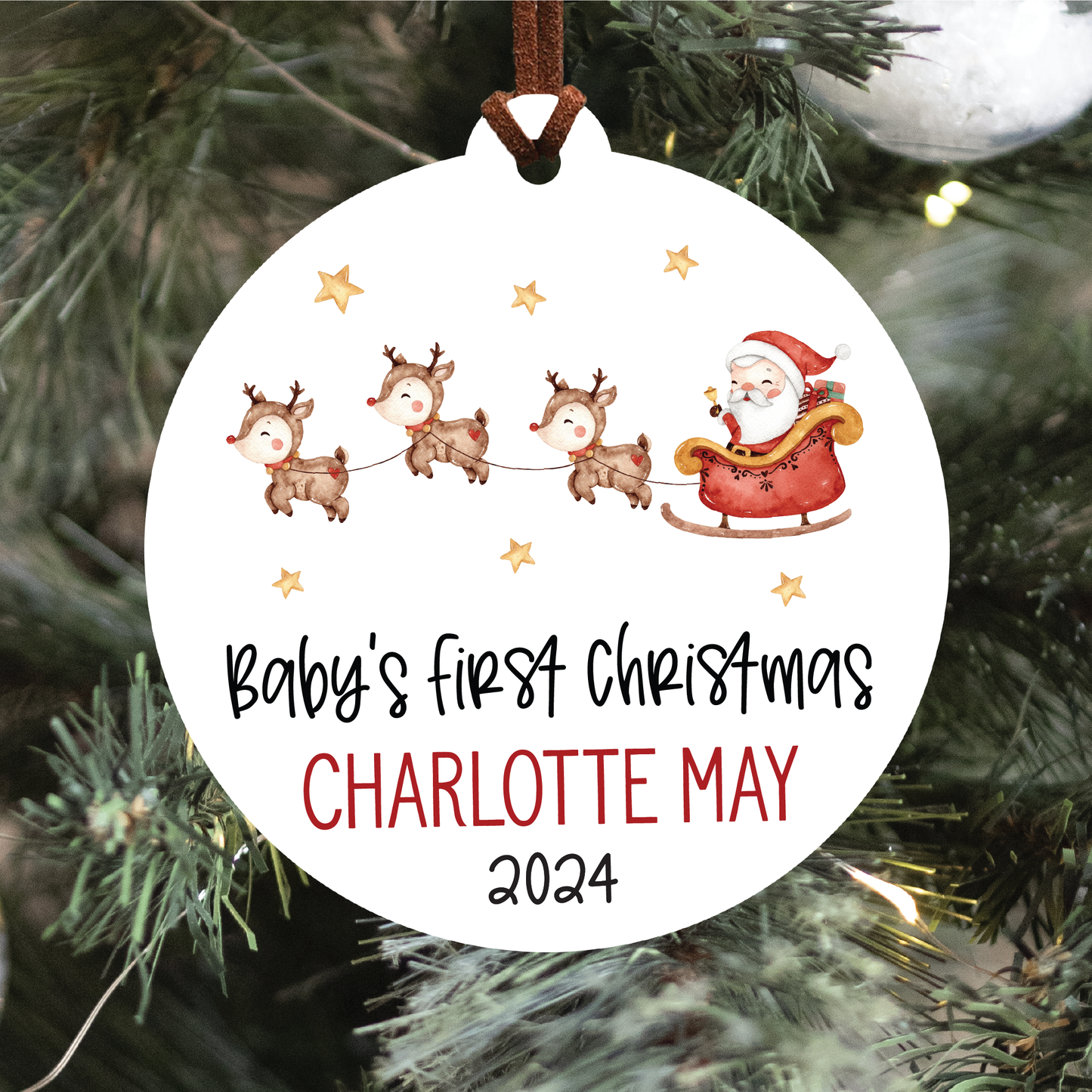 Baby's First Christmas Ornament | Santa & Reindeer