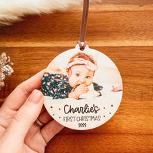 Load image into Gallery viewer, Baby&#39;s First Christmas Photo Ornament (Wood or Acrylic)