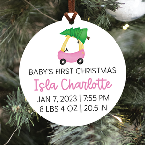 Baby's First Christmas Birth Statistics Ornament | Five Images To Choose From