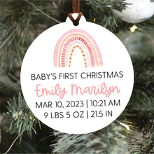 Load image into Gallery viewer, Baby&#39;s First Christmas Birth Statistics Ornament | Five Images To Choose From