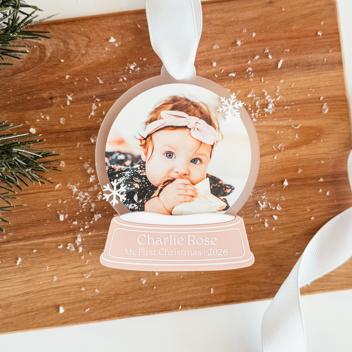Snow Globe Baby's First Christmas Ornament