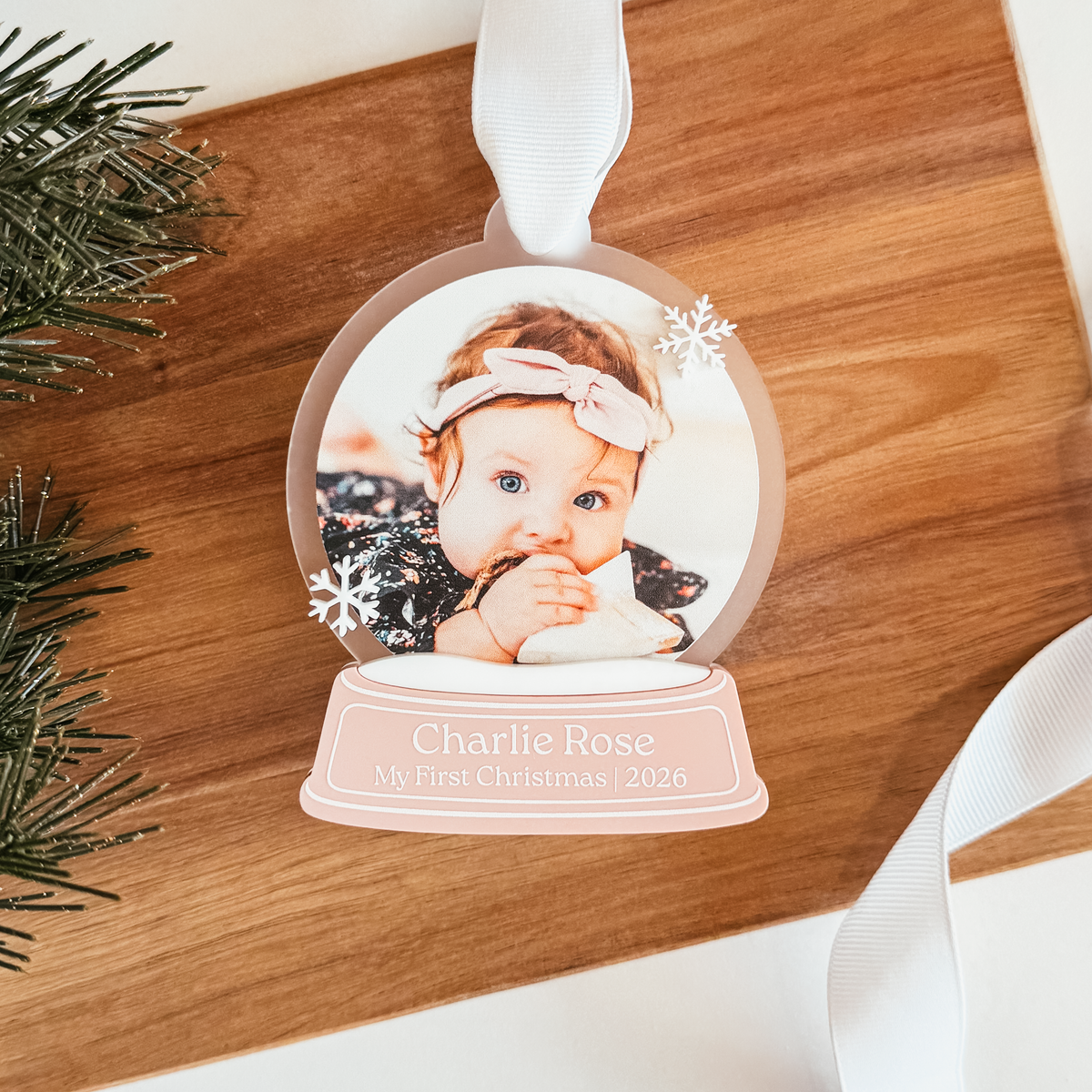 Snow Globe Baby's First Christmas Ornament