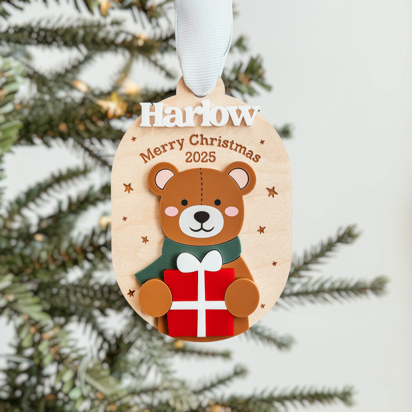 3D Teddy Bear Christmas Ornament