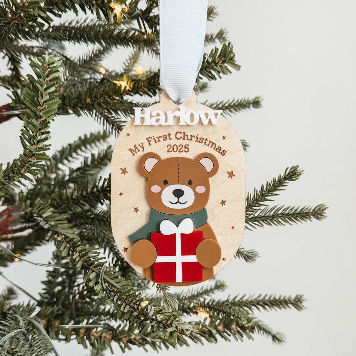 3D Teddy Bear Christmas Ornament