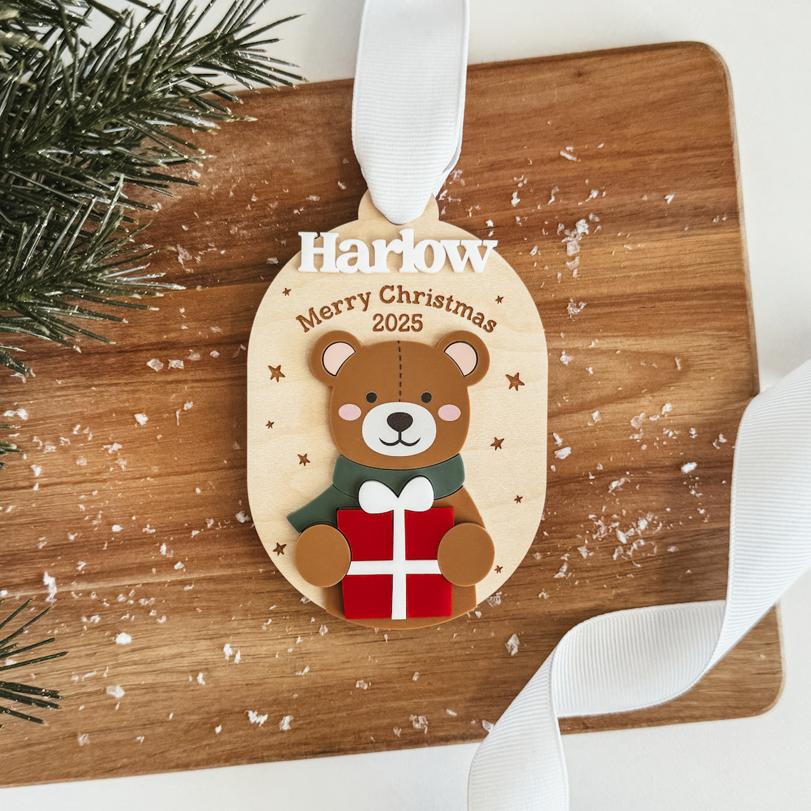 3D Teddy Bear Christmas Ornament