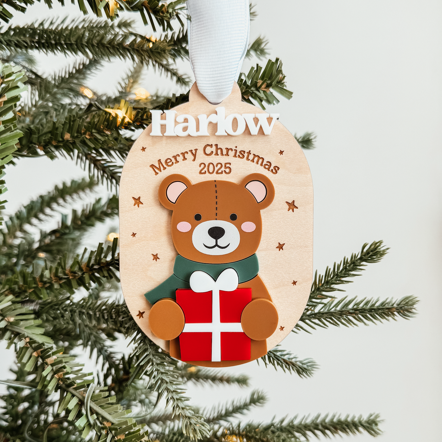 3D Teddy Bear Christmas Ornament