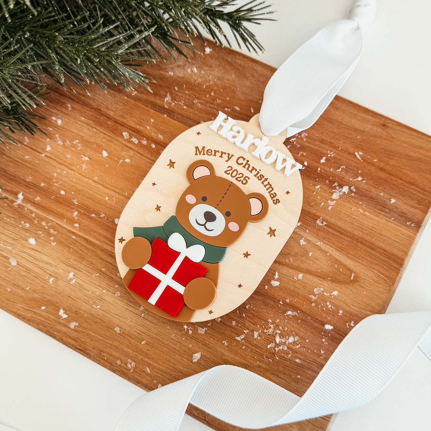 3D Teddy Bear Christmas Ornament