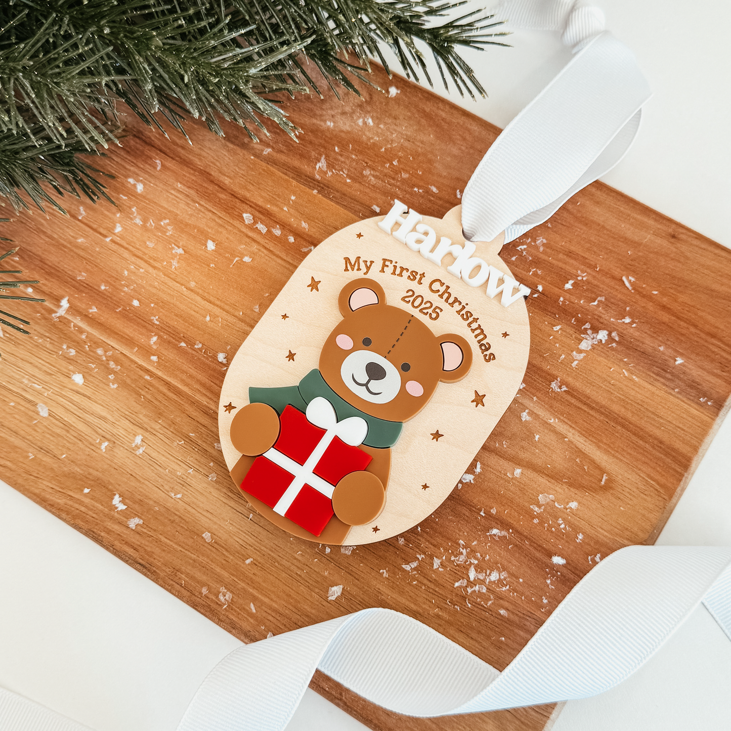 3D Teddy Bear Christmas Ornament