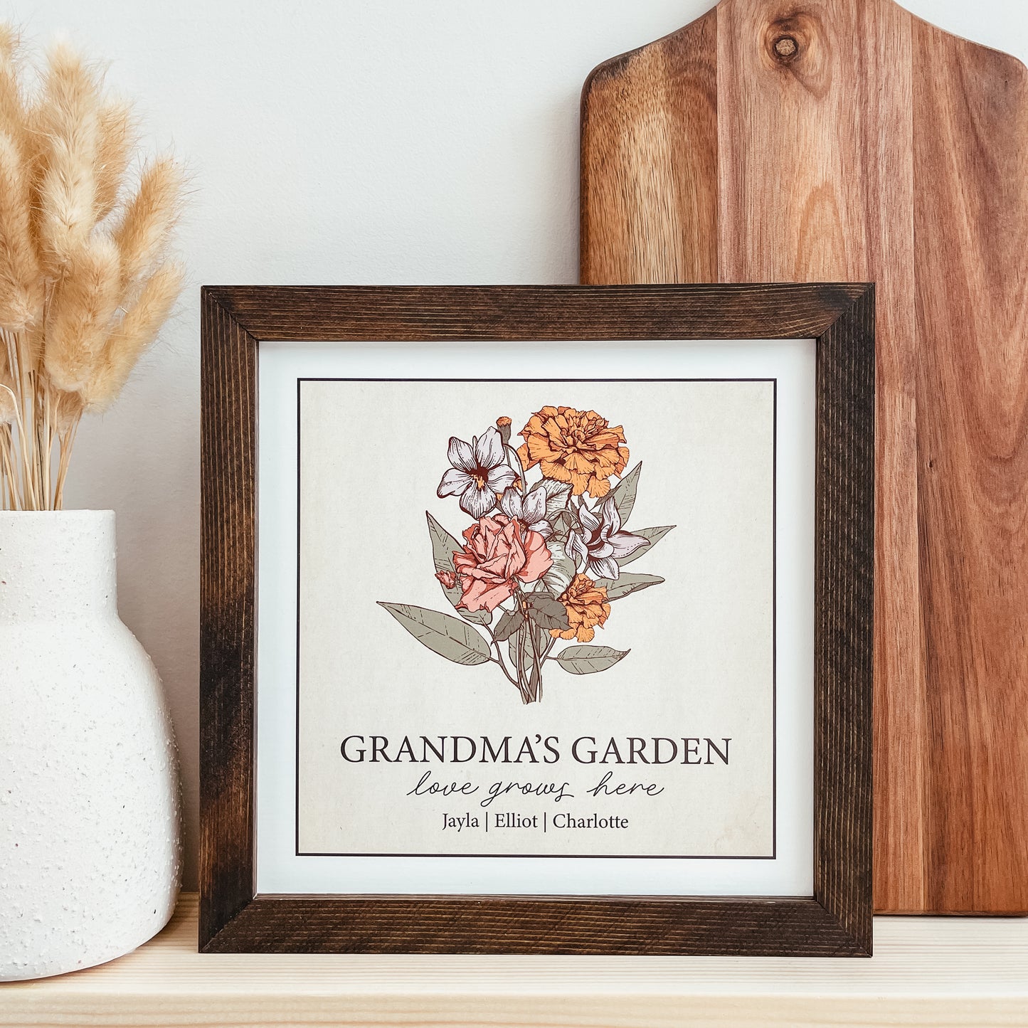 Mom's/Grandma's/Custom Birth Flower Bouquet Framed Sign